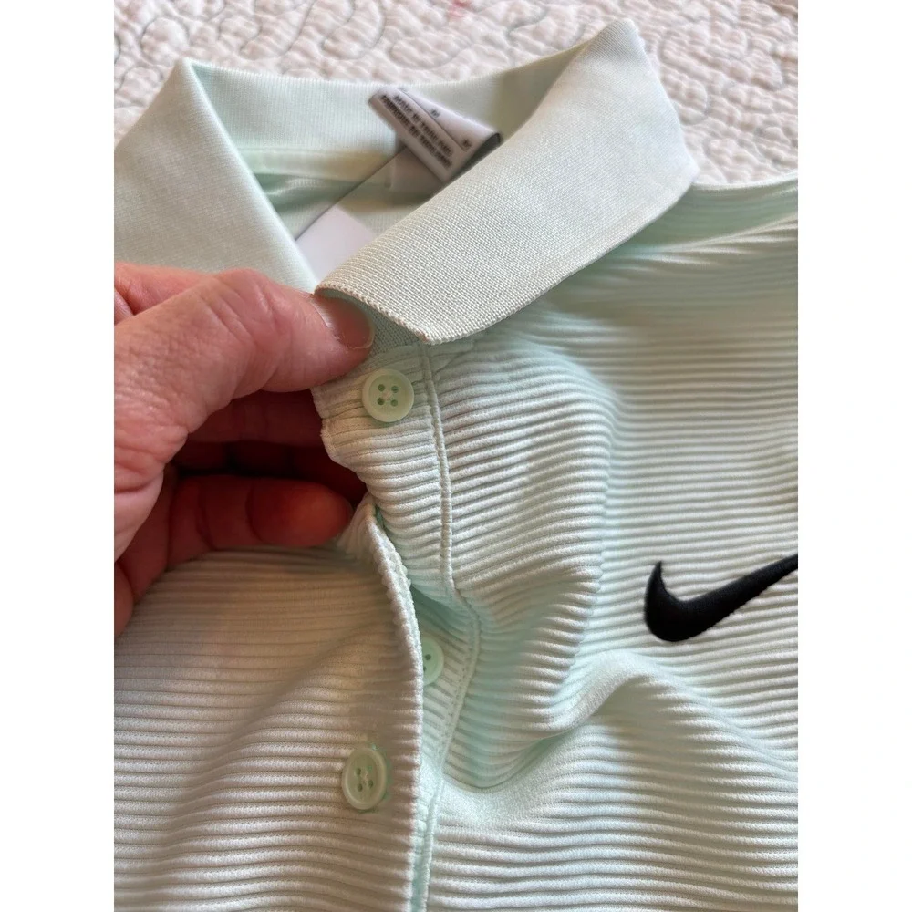Nike Womens Dri-FIT Sleeveless Ribbed Polo Shirt Mint Green Size Medium